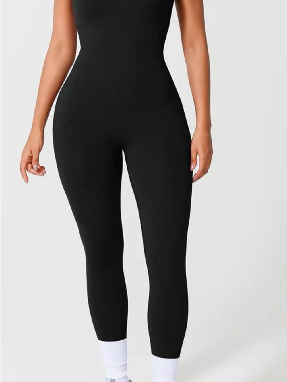 CRZ YOGA Black Ribbed Seamless Jumpsuit (bundle 2)
